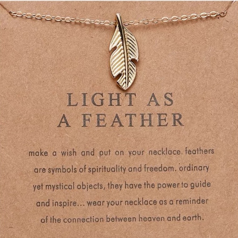 Feather Pendant Gold Tone Chain Necklace